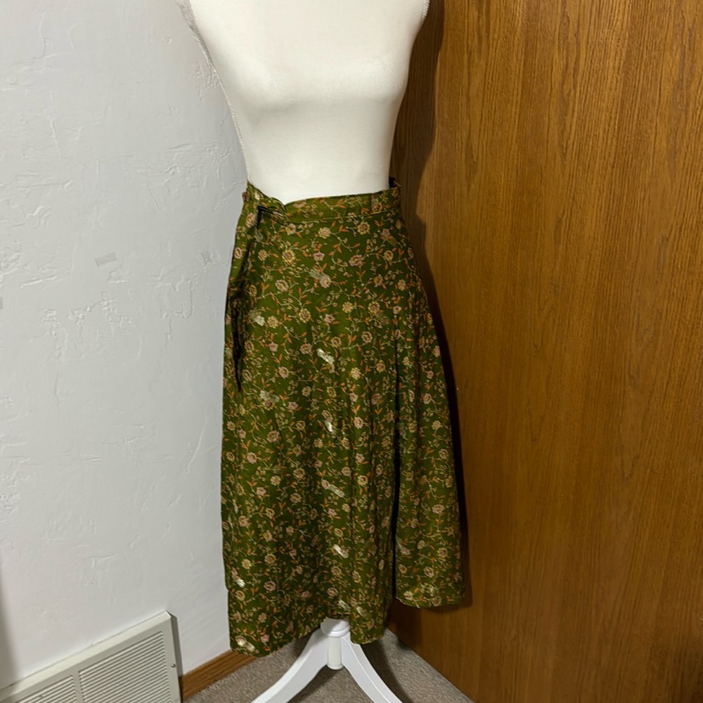 No brand reversible silk boho floral wrap skirt size OS